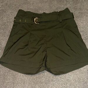 Elegant High Waist Olive Shorts with Belt